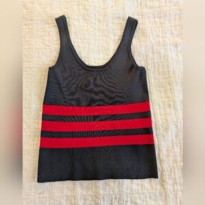 Mango Navy Blue and Red Striped Women's Kneated Tank Top